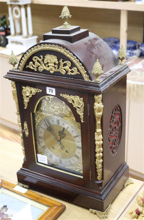 A late 19th century gilt metal mounted mahogany eight day bracket clock height 65cm